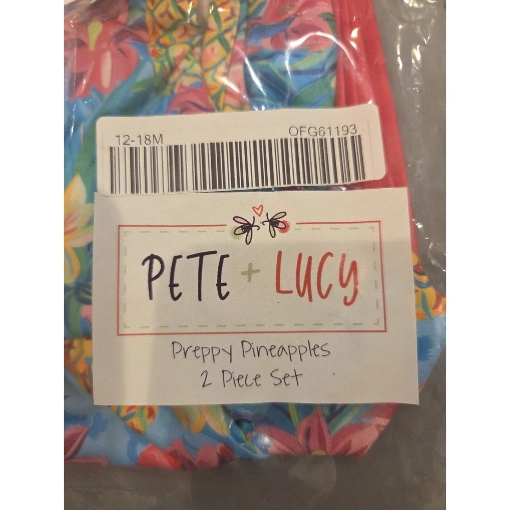 Pete & Lucy Preppy Pineapples 2‎ Piece Set Size 12-18m